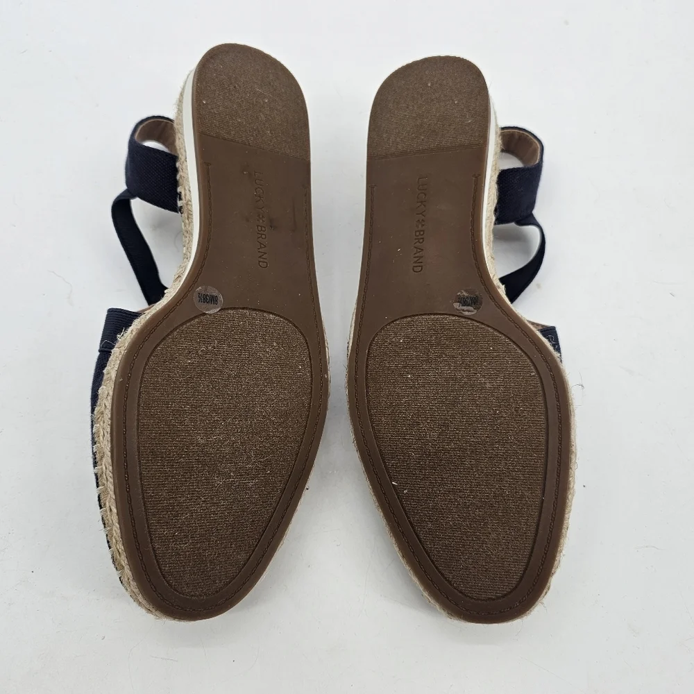 Lucky Brand Navy Canvas Espadrille Slingback Flats